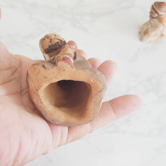 Vintage Clay Figurines Christmas Scene Wise Men Adult's 3.5" Brown Collectible - Picture 5 of 9